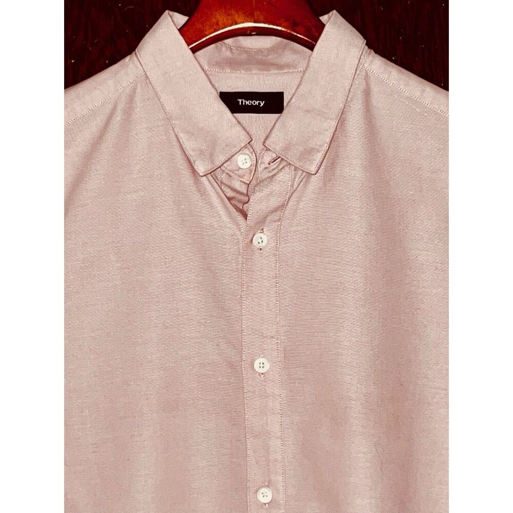 THEORY PINK LONG SLEEVE SHIRT SLIM FIT TAILORED SIZE M / MEDIUM